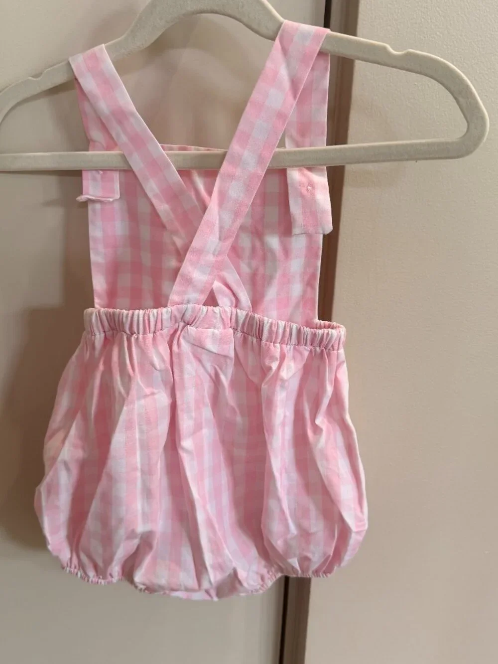 Stitchy Fish Pink Gingham Bubble Romper Girls 18 Months